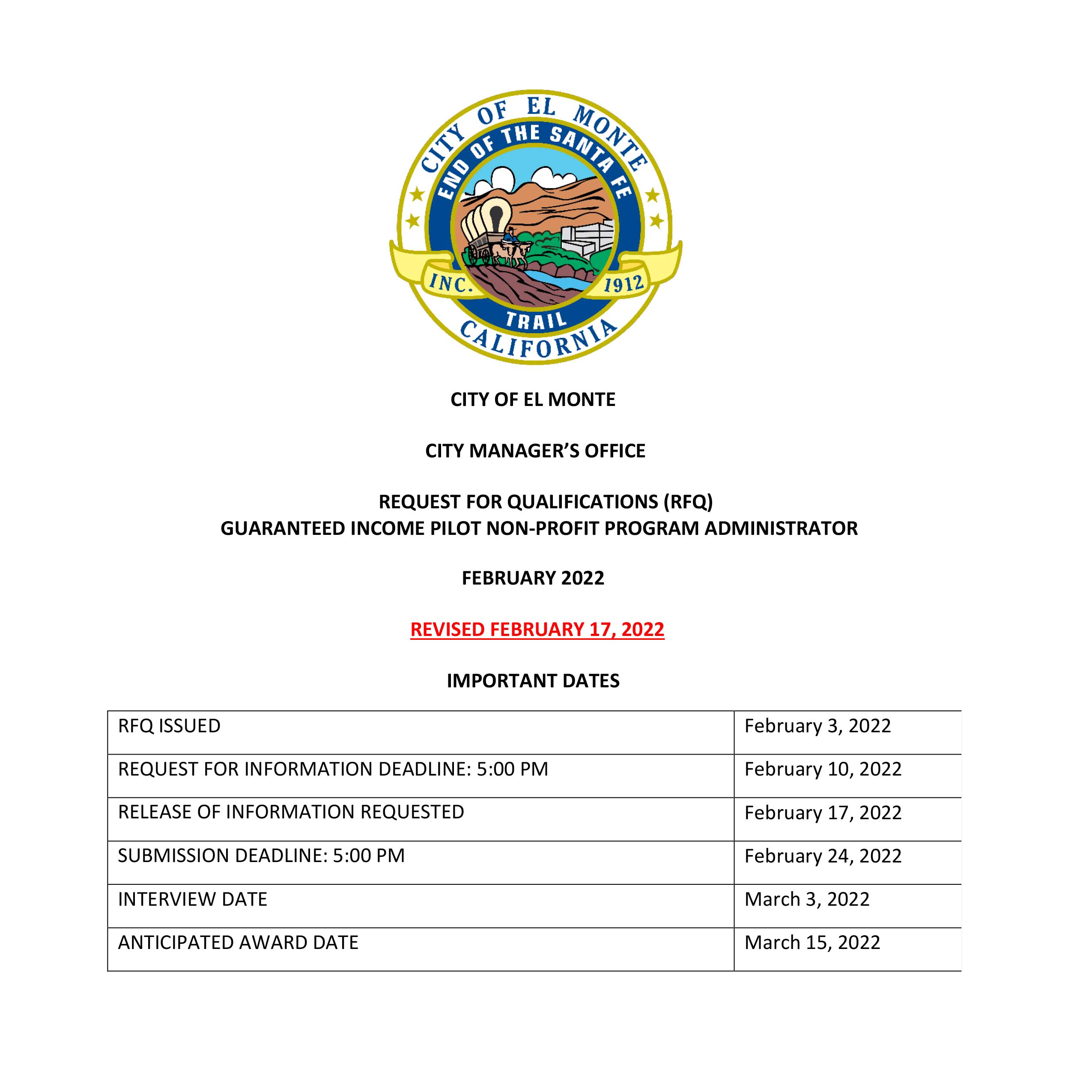 El Monte RFQ - Guaranteed Income Program Administrator - REVISED FEBRUARY 17, 2022-1