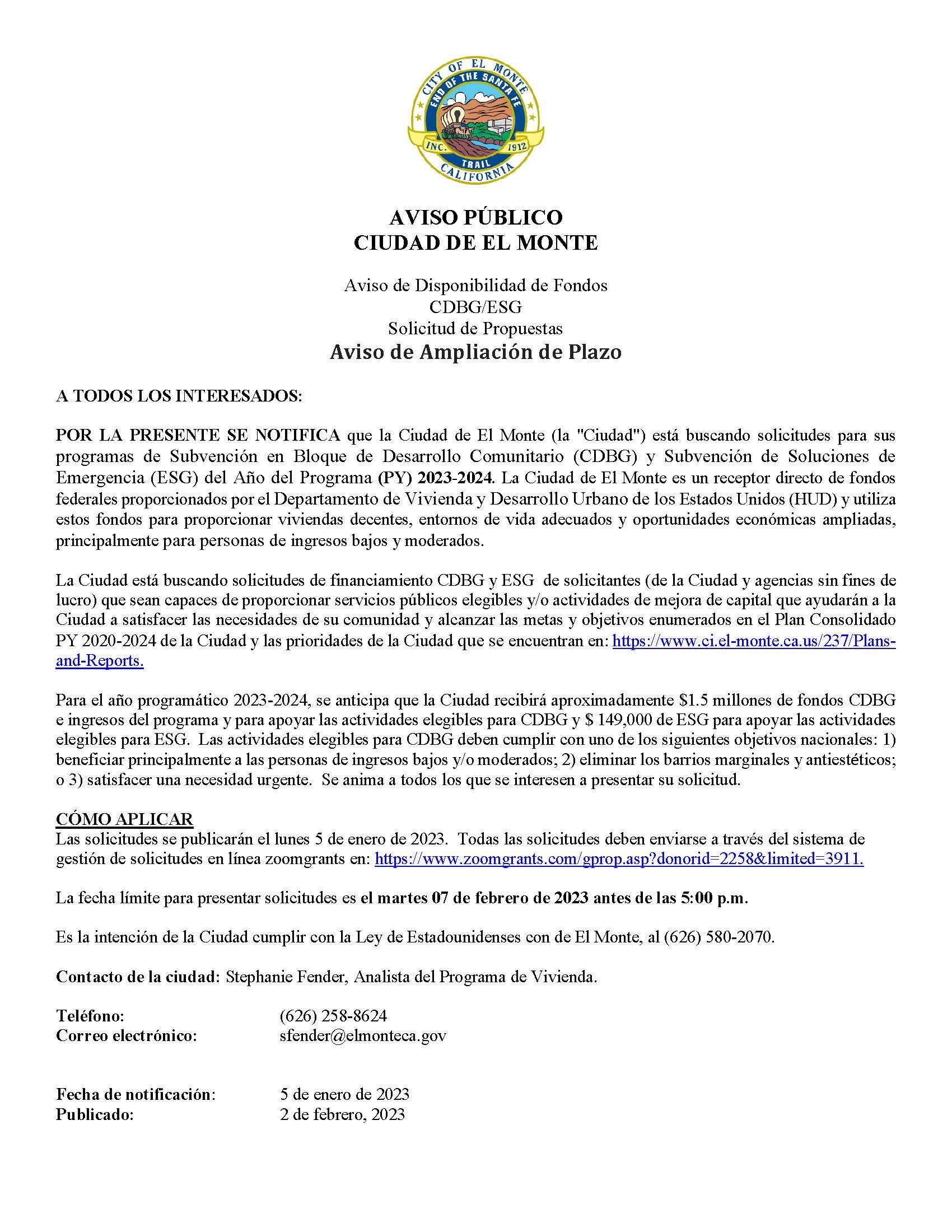 Extended.CDBG-ESG PY 2023-24 Public Notice SPANISH v.2